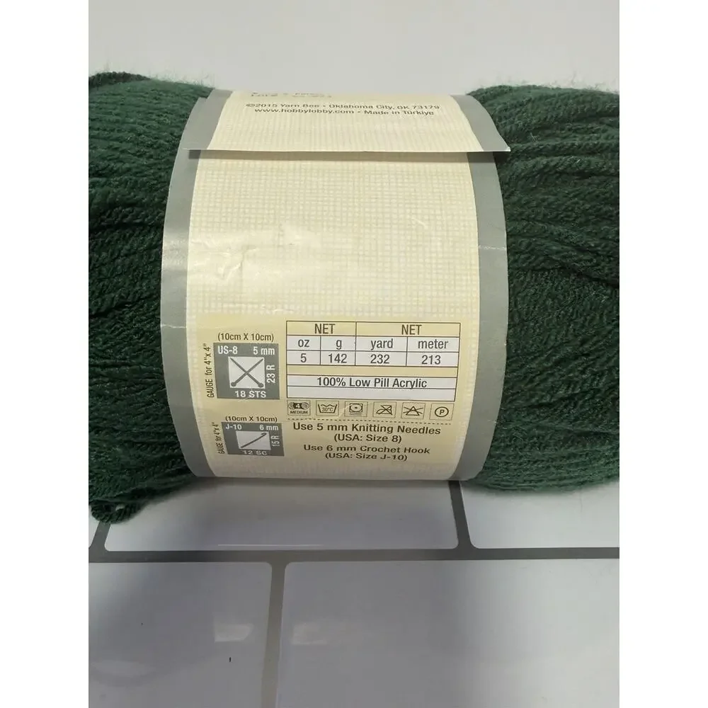 2x Yarn Bee Soft & Sleek Low Pill Fiber Yarn Forest Green 5 Oz Skein LOT OF 2